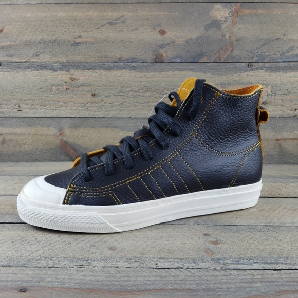 adidas Originals NIZZA HI RF Men's Brown Leather Sneakers Shoes - Picture 3 of 12